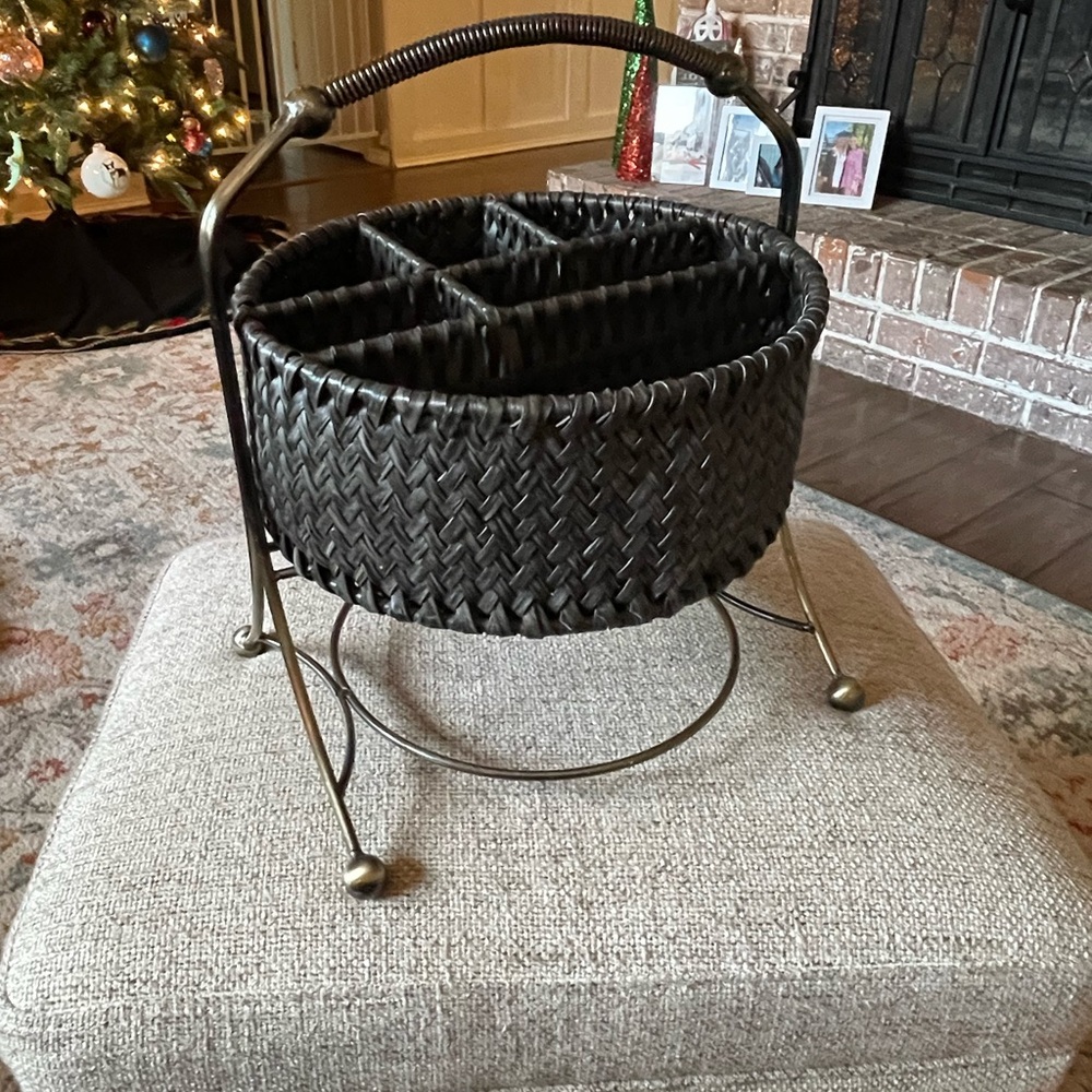 Woven Black Basket with Stand